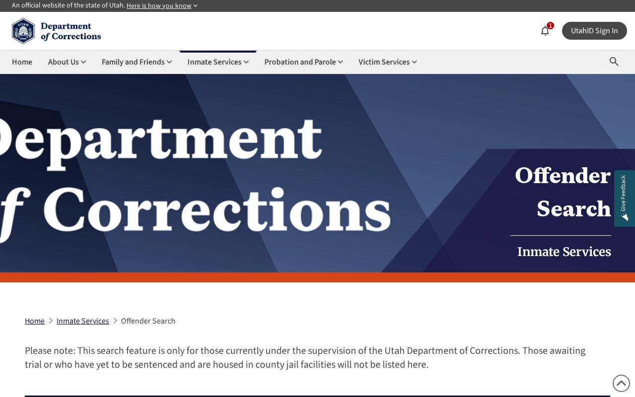 Utah arrest lookup UDC Offender Search