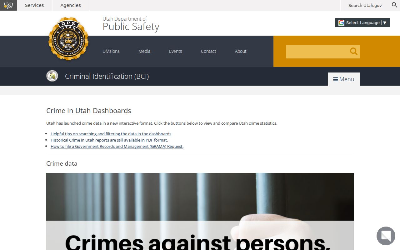 Utah arrest records Crime in Utah dashboard