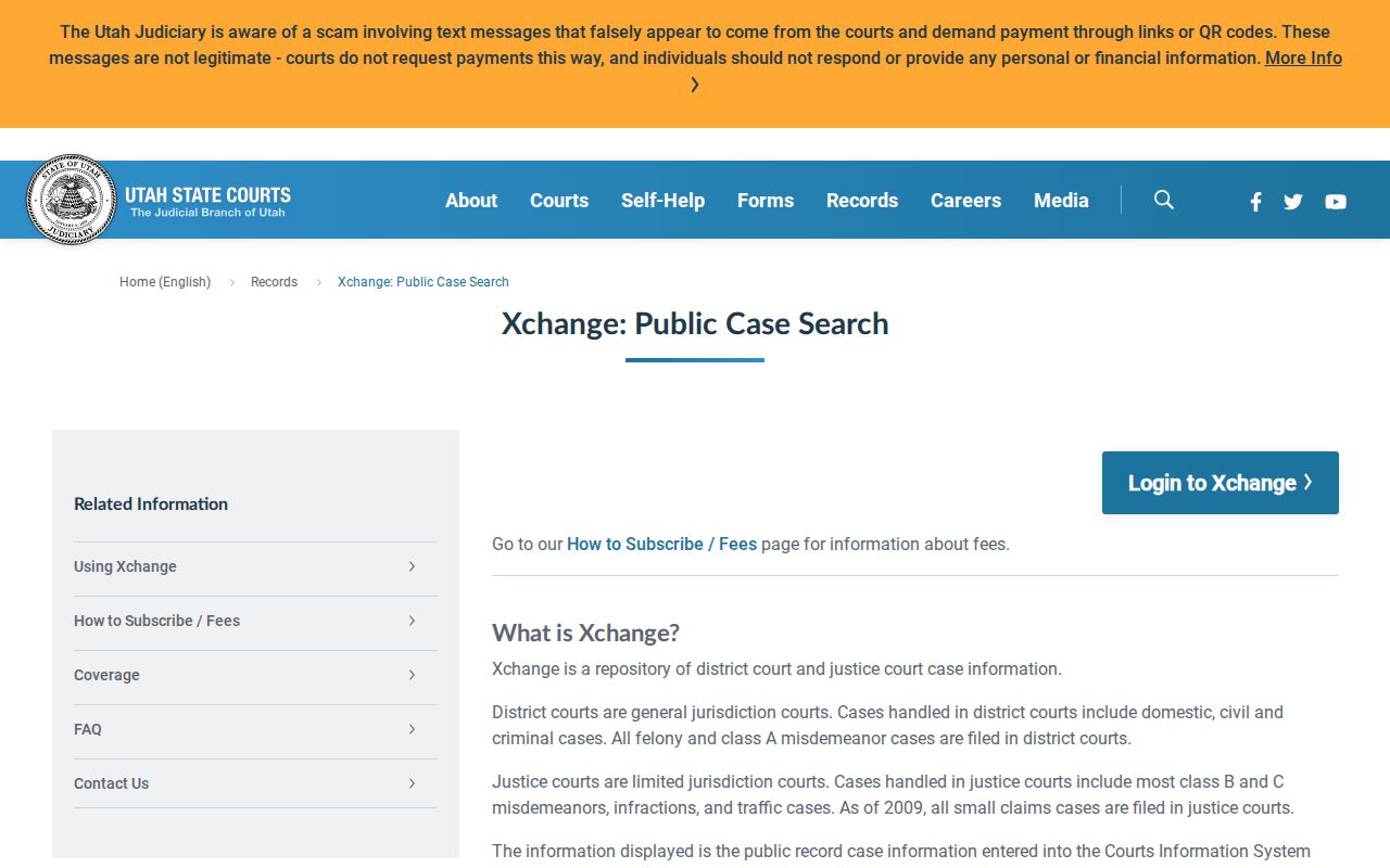 Utah criminal court cases Xchange overview