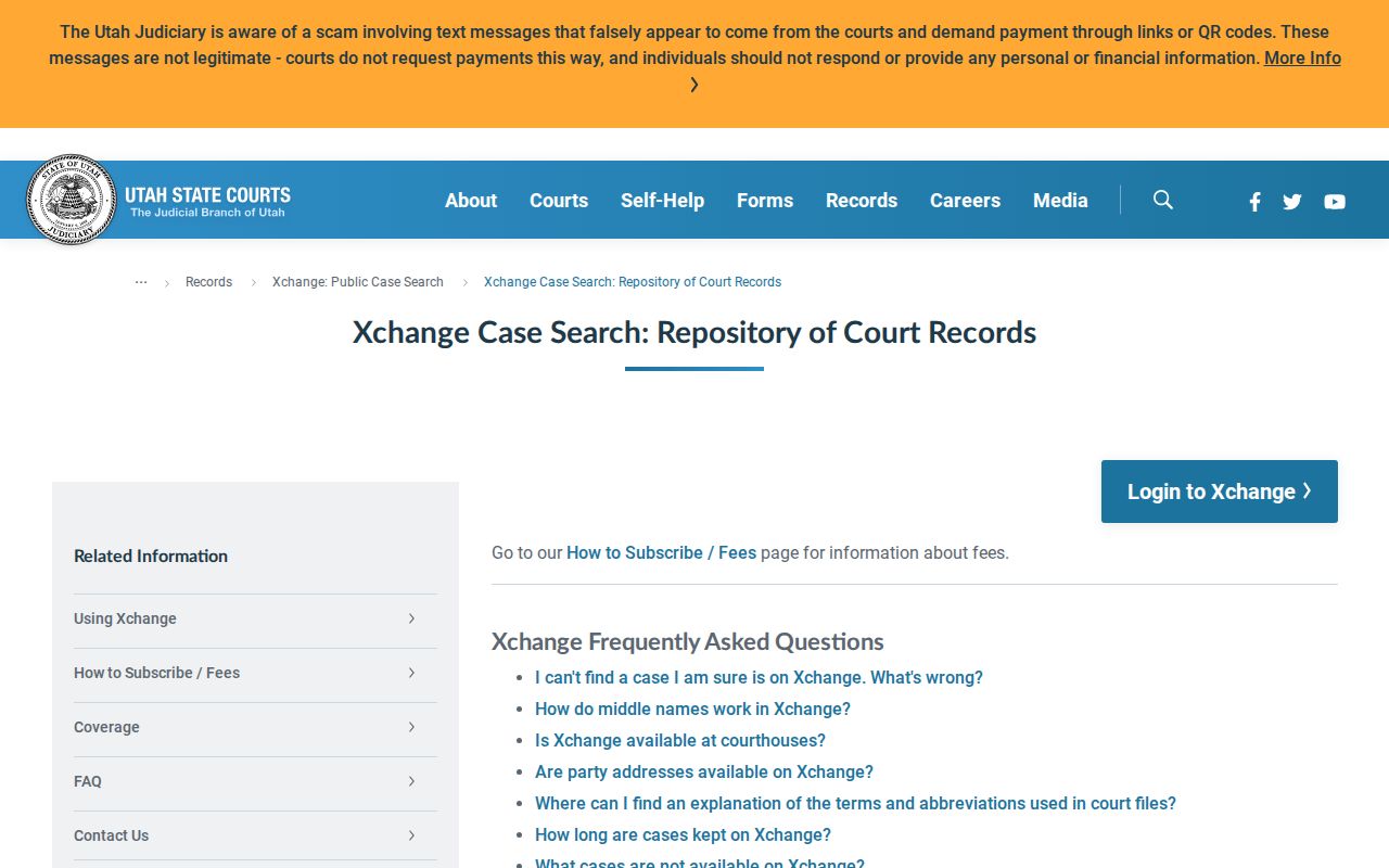 Utah criminal court case Xchange coverage rules