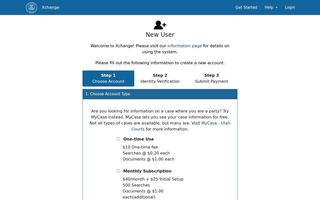 Utah criminal court case Xchange registration