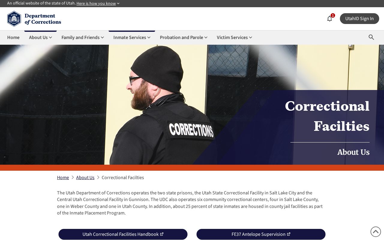Utah criminal custody record facilities operated by UDC