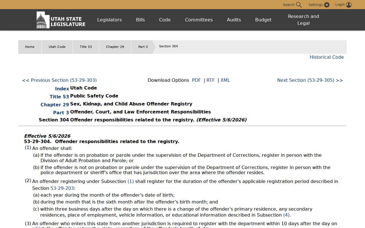 Utah registry information collection and verification law
